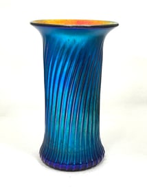 Lundberg ribbed blue glass vase