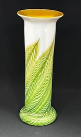 Lundberg green pulled feather vase