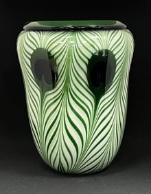 Large Charles Lotton Peacock Eye Vase