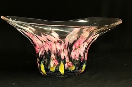 John Lotton double well art glass vase