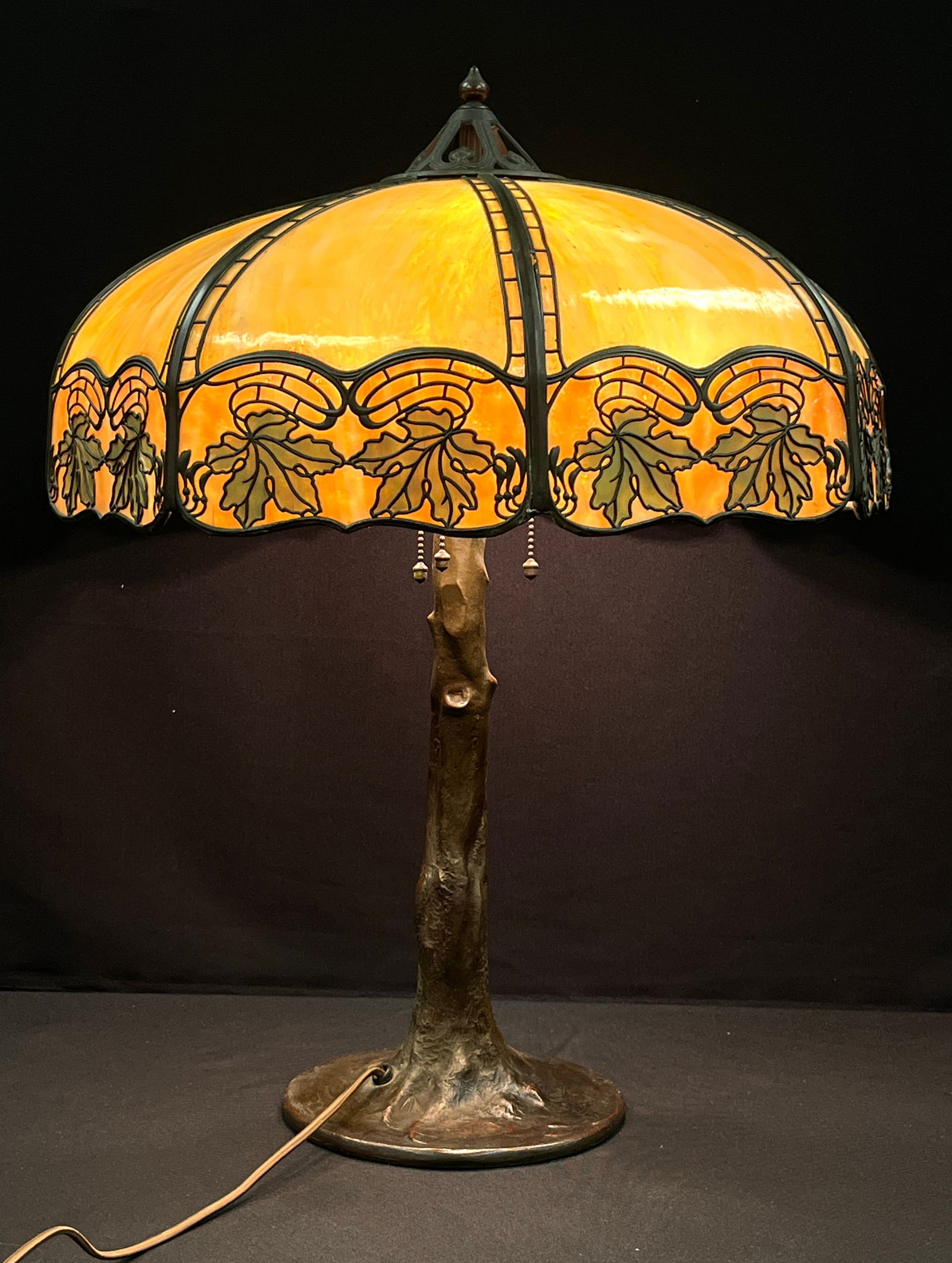 Handel Slag Glass Lamp with Acorn pulls (1 of 9)
