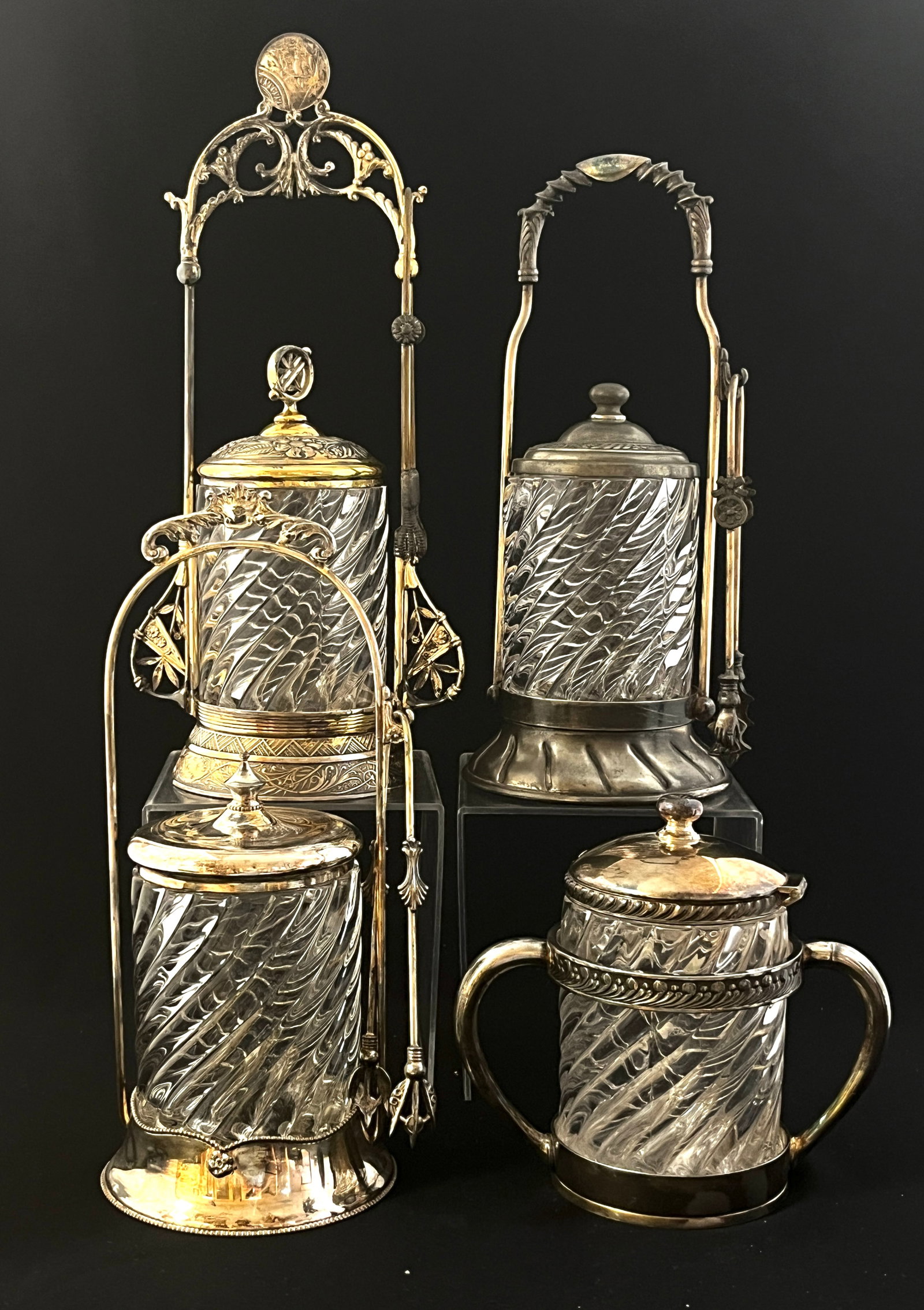 Four swirl body glass pickle castors (1 of 4)