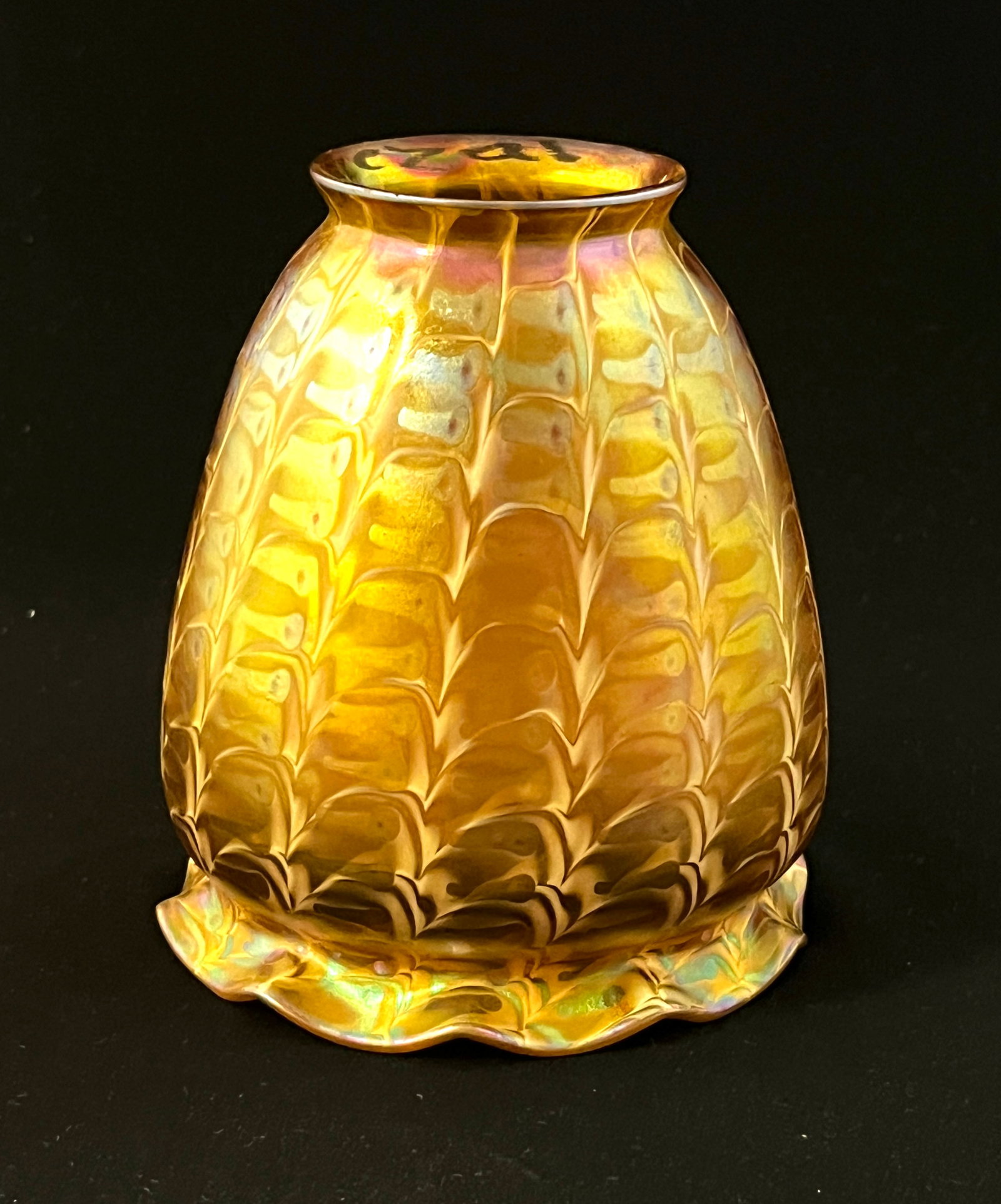 Quezal iridescent gold art glass shade (1 of 5)