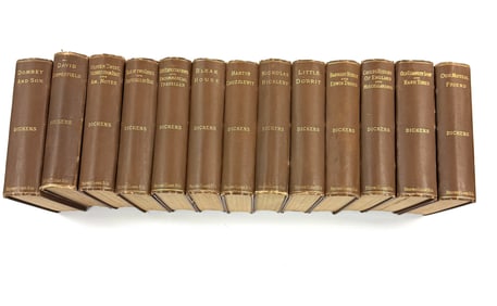 13 Leather Bound Books c 19th C