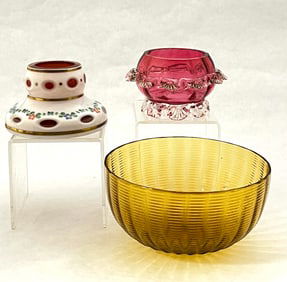 Three vintage glass items