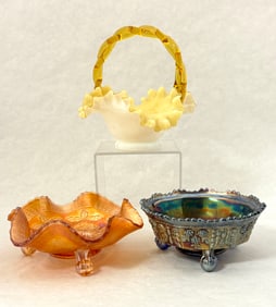 Three vintage glass items