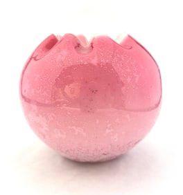 Pink satin glass rose bowl