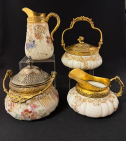 2 Colonial Ware cream and sugars