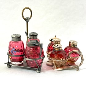 Two Amberina/Ruby shaker sets