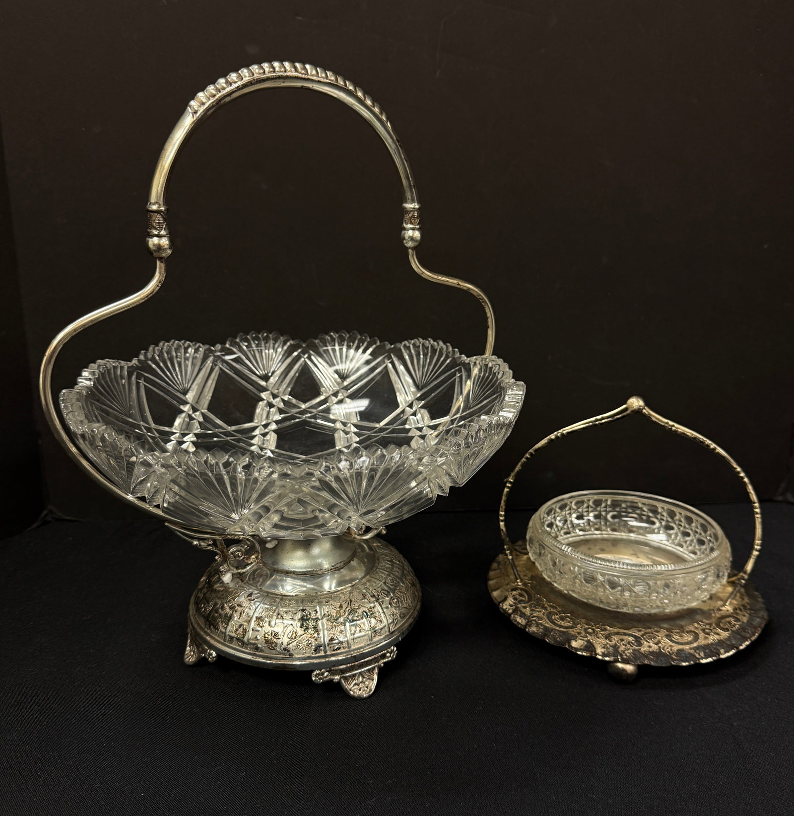 Two cut glass Brides Baskets (1 of 4)