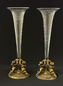 2 Pairpoint glass and metal vases