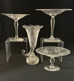 Four Pairpoint etched items