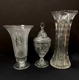 Three Pairpoint cut glass vases