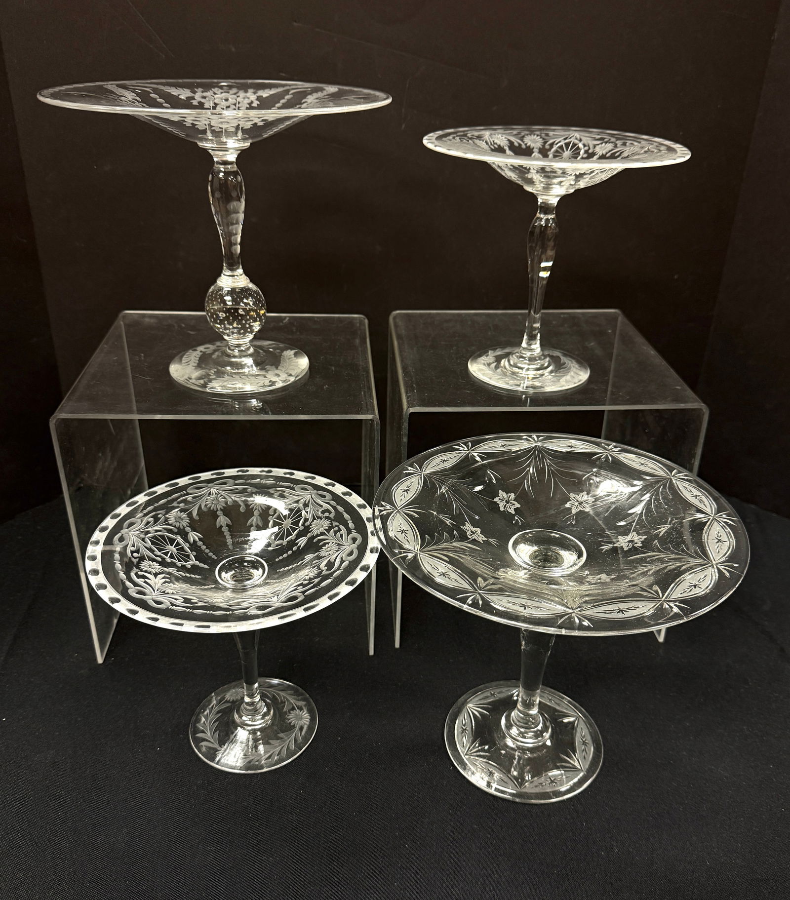 Four Pairpoint etched compotes (1 of 5)