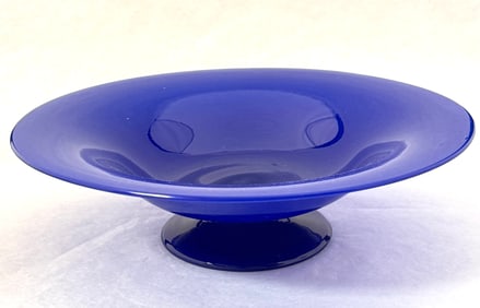 Steuben Dark blue jade compote