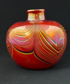 Tiffany red Favrile glass vase