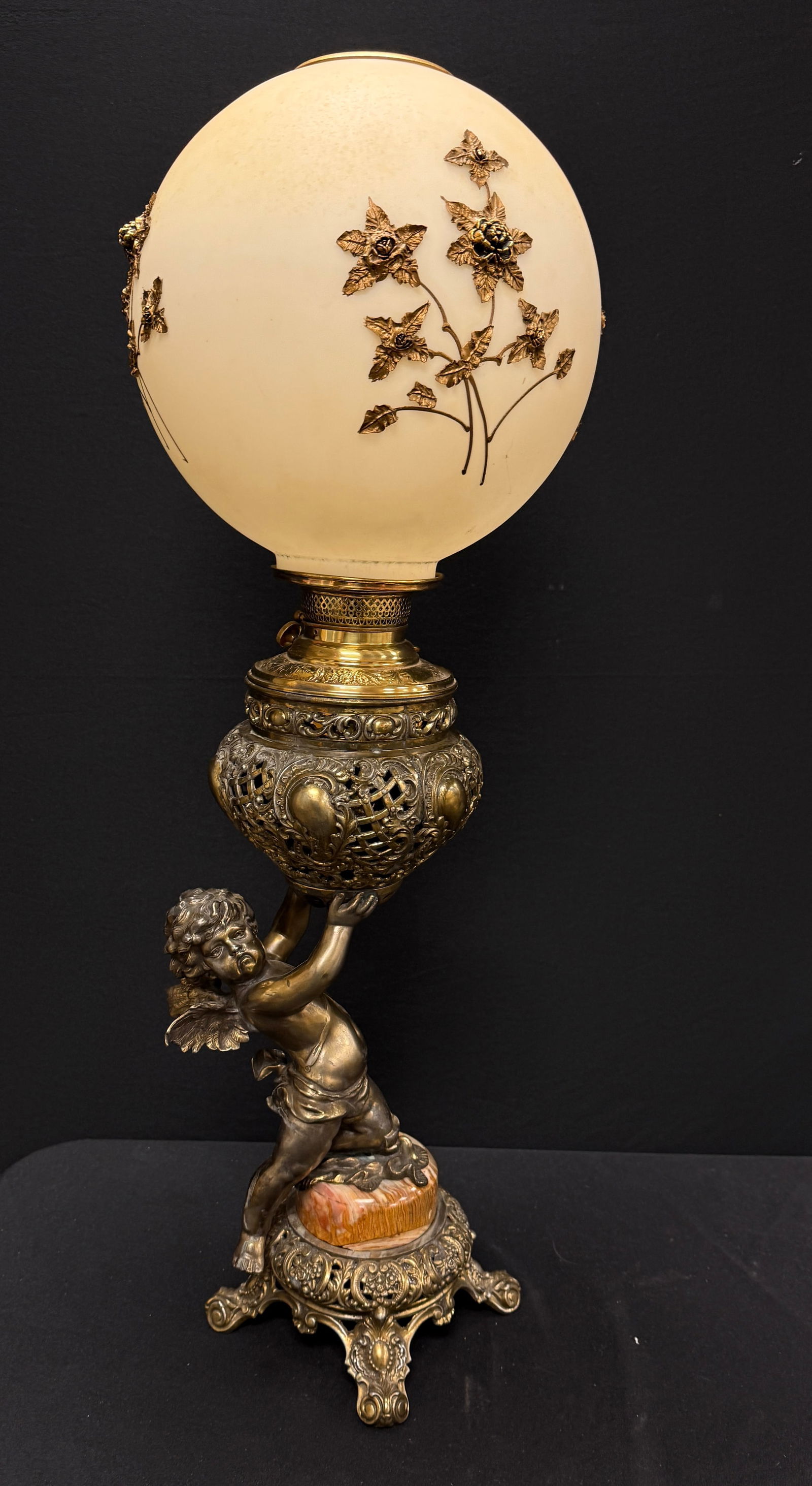 Figural Bronze Lamp and Shade (1 of 5)
