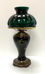 Green Lamp with Gold Enameling
