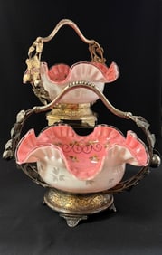 2 Pairpoint Pink Bride's Baskets
