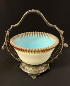 Pairpoint Blue Satin Bride's Basket