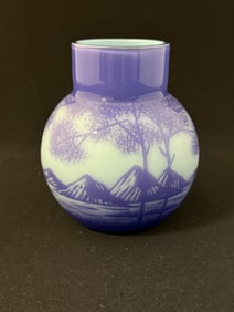 Blue French cameo glass vase