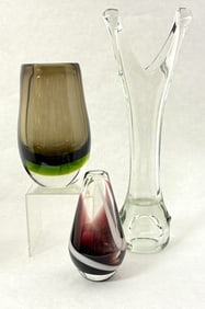 Three mid century glass items