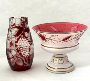 2 Cut Czech Glass Items
