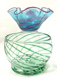 Two Contemporary glass bowls