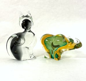 Two contemporary glass figurines