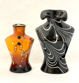 2 contemporary bust glass vases