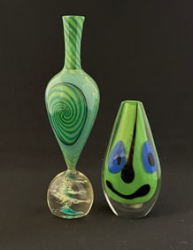 2 Scandinavian Art Glass Vases
