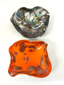 Two free form Murano bowls