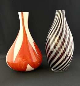 2 Murano Style Glass Vases