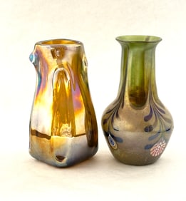 2 Murano Iridescent Vases
