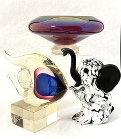3 Murano Art Glass Items