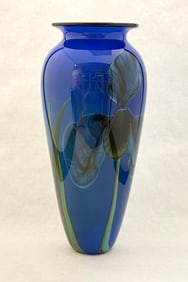 Rick Satava Blue Iris Glass Vase