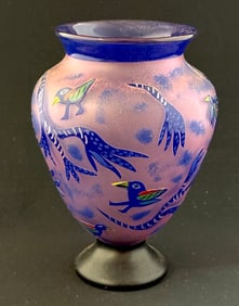 Kosta Purple Cameo Vase