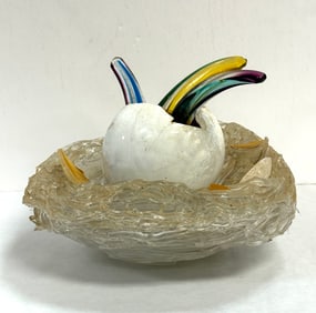 Glass Bird Nest Sculpture
