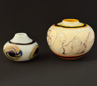 2 Ovoid Squat Vases