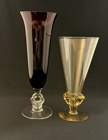 2 Trumpet Form Vases