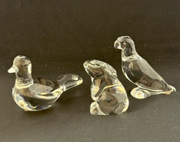 3 Baccarat Animal Sculptures