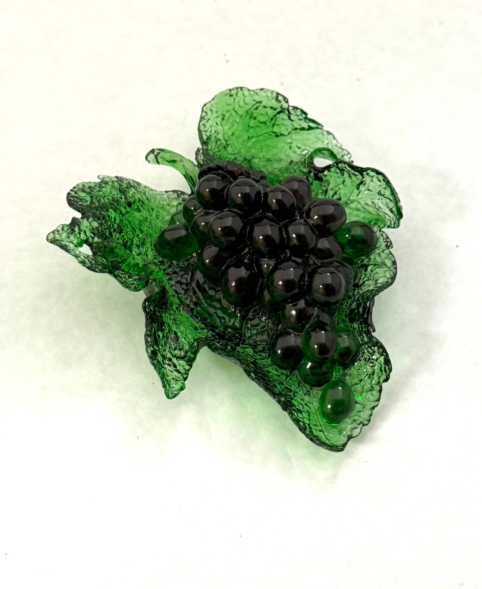 Tittot Art Glass Sculpture: Tittot lost wax Art Glass Sculpture of grapes and leaves titled "Sweetness" signed and numbered 490/1899, 5" wide. NOTE: All the Tittot sculptures are brand new and come from the original USA rep of t