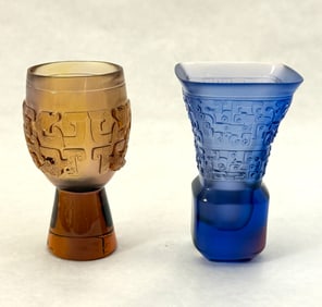 2 Tittot Art Glass Vases