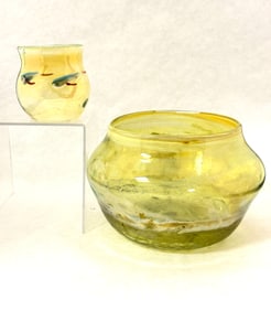 Two opalescent glass vases