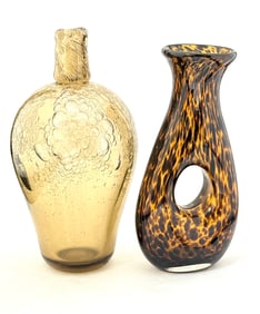 2 Contemporary Art Glass Vases