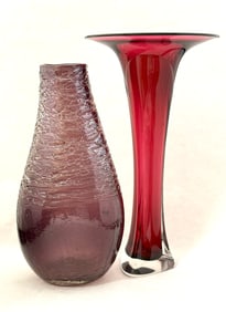 2 Contemporary Art Glass Vases