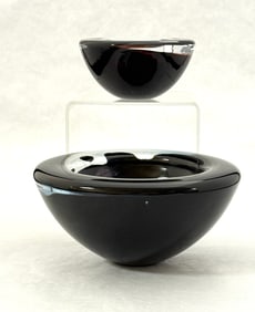 2 Contemporary Art Glass Bowls