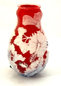 Barry Sautner Red Cameo Vase