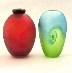 2  Chris Belleau Art Glass Vases