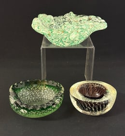 3 Murano Aventurine Dishes